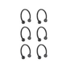 Multi-Pack Black Titanium Horseshoe Rings 6 Pack - 14 Gauge at Spencer's