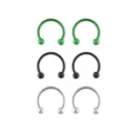 Multi-Pack Silvertone Black and Green Horseshoe Rings 3 Pair - 14 Gauge at Spencer's
