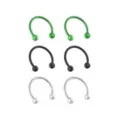 Multi-Pack Silvertone Black and Green Horseshoe Rings 3 Pair - 14 Gauge at Spencer's