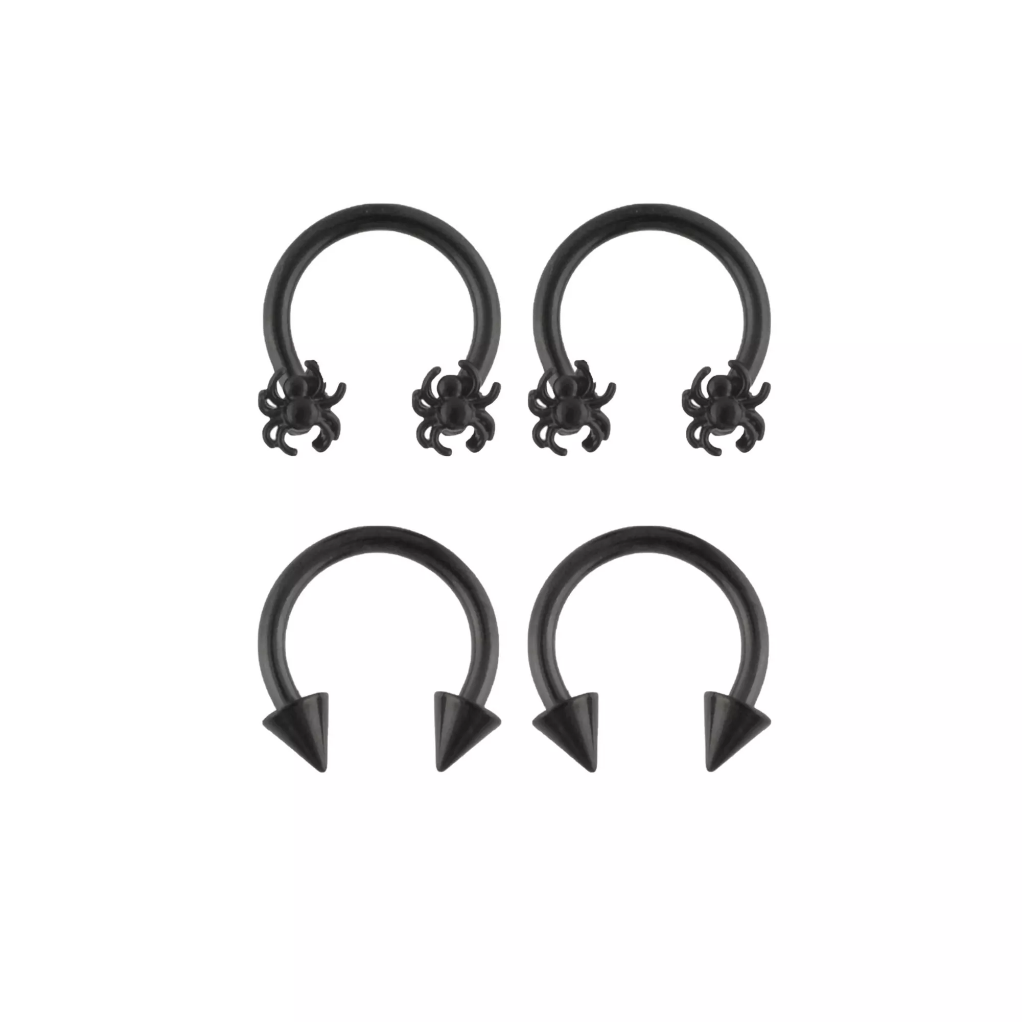 Multi-Pack Spiked Spider Horseshoe Rings 2 Pair - 14 Gauge at Spencer's