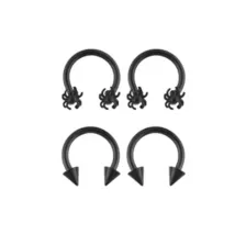 Multi-Pack Spiked Spider Horseshoe Rings 2 Pair - 14 Gauge at Spencer's