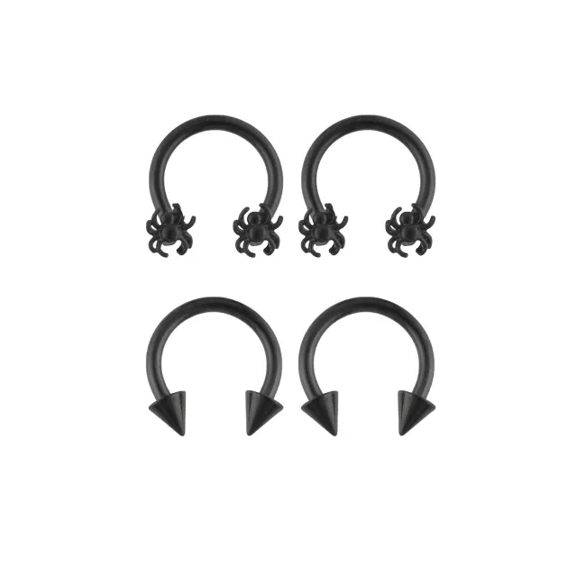 Multi-Pack Spiked Spider Horseshoe Rings 2 Pair - 14 Gauge at Spencer's