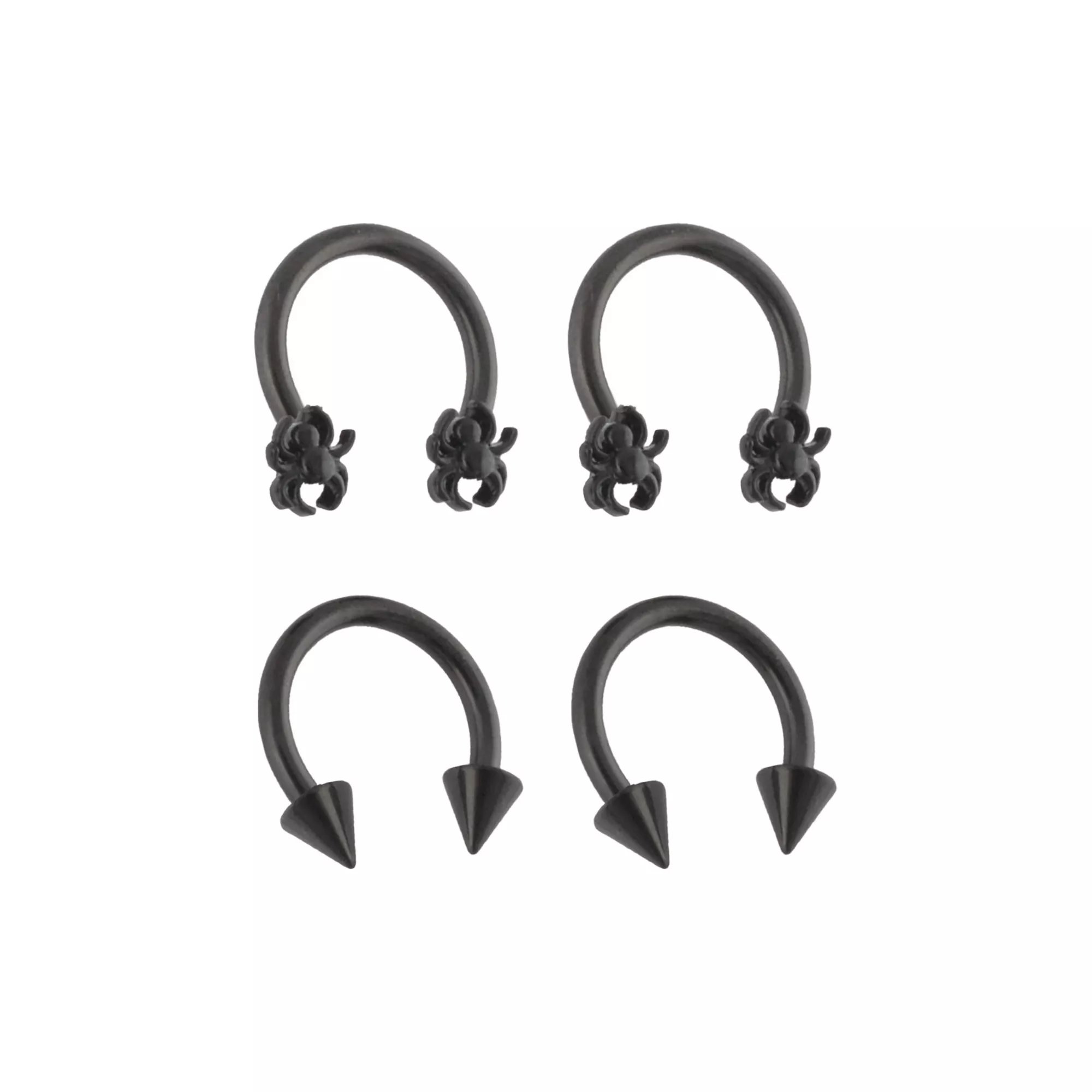 Multi-Pack Spiked Spider Horseshoe Rings 2 Pair - 14 Gauge at Spencer's