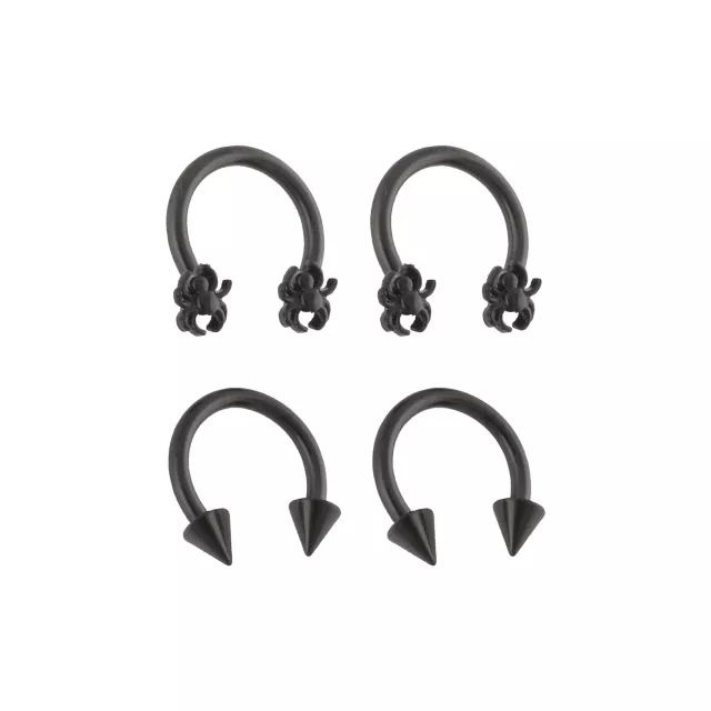 Multi-Pack Spiked Spider Horseshoe Rings 2 Pair - 14 Gauge at Spencer's