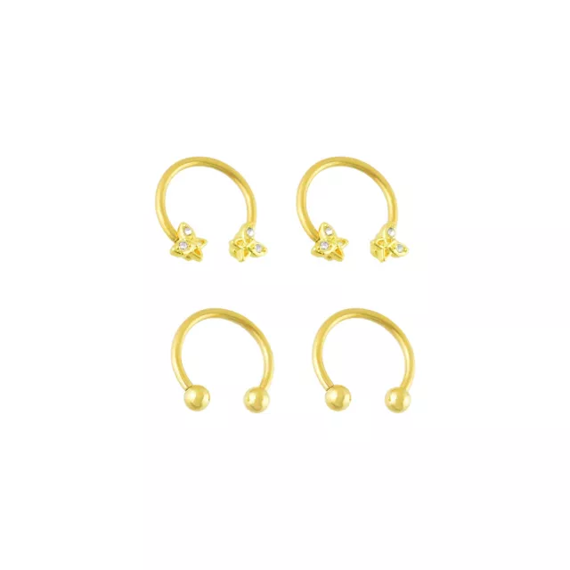 Multi-Pack Goldtone CZ Butterfly Horseshoe Rings 2 Pair - 16 Gauge at Spencer's