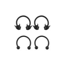 Multi-Pack Black Devil Heart and Basic Horseshoe Rings 2 Pair - 16 Gauge at Spencer's
