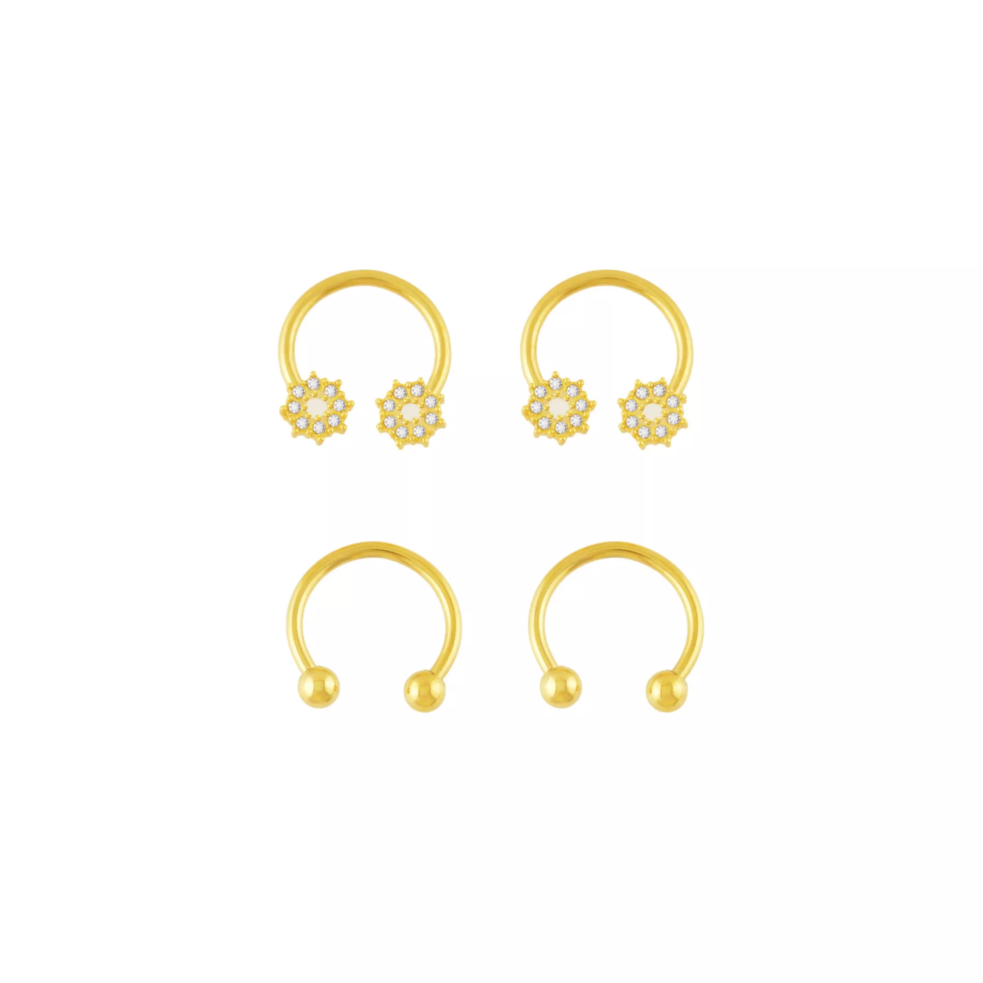 Multi-Pack Goldtone CZ Flower Horseshoe Rings 2 Pair - 16 Gauge at Spencer's