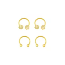 Multi-Pack Goldtone CZ Flower Horseshoe Rings 2 Pair - 16 Gauge at Spencer's