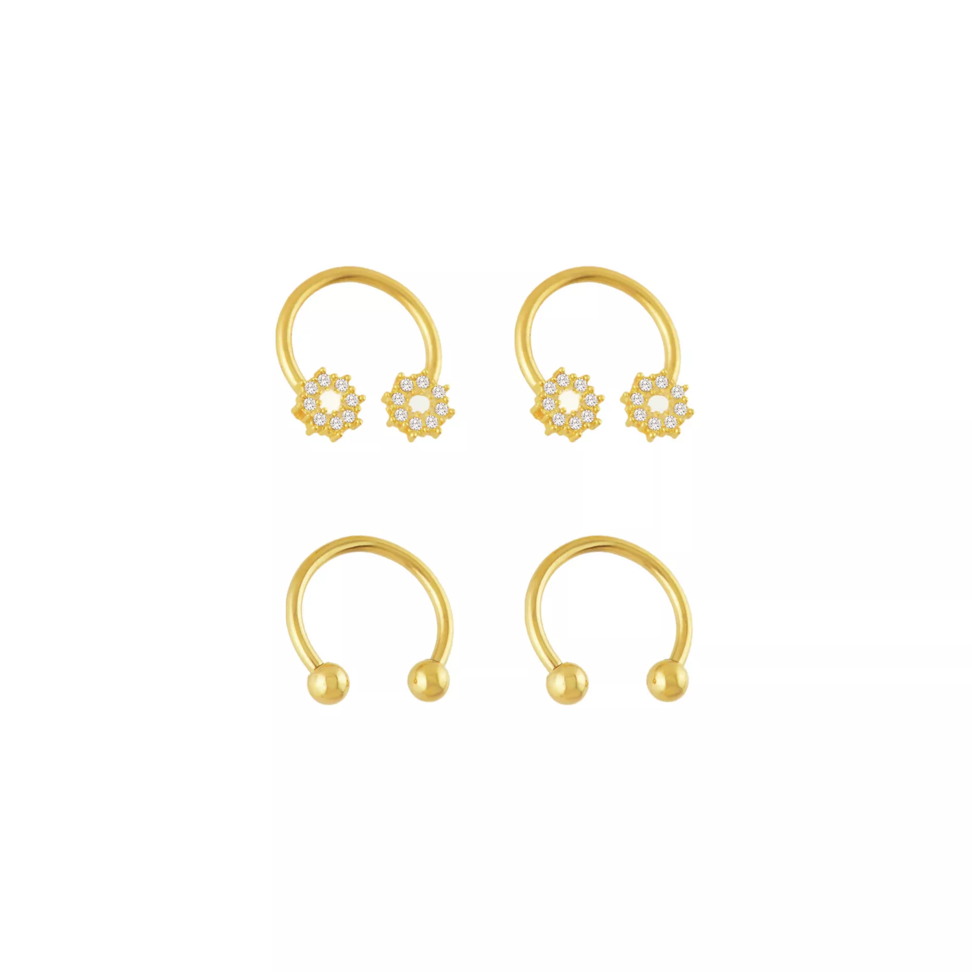 Multi-Pack Goldtone CZ Flower Horseshoe Rings 2 Pair - 16 Gauge at Spencer's