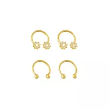 Multi-Pack Goldtone CZ Flower Horseshoe Rings 2 Pair - 16 Gauge at Spencer's