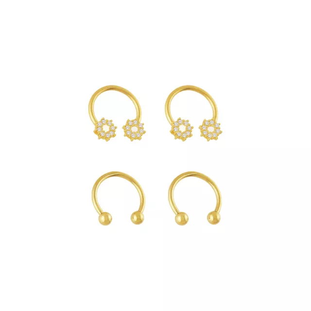 Multi-Pack Goldtone CZ Flower Horseshoe Rings 2 Pair - 16 Gauge at Spencer's
