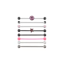 Multi-Pack Multi-Color CZ Star Industrial Barbells 8 Pack - 14 Gauge at Spencer's