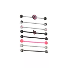 Multi-Pack Multi-Color CZ Star Industrial Barbells 8 Pack - 14 Gauge at Spencer's