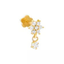 Gold CZ Flower Dangle Cartilage Stud - 16 Gauge at Spencer's