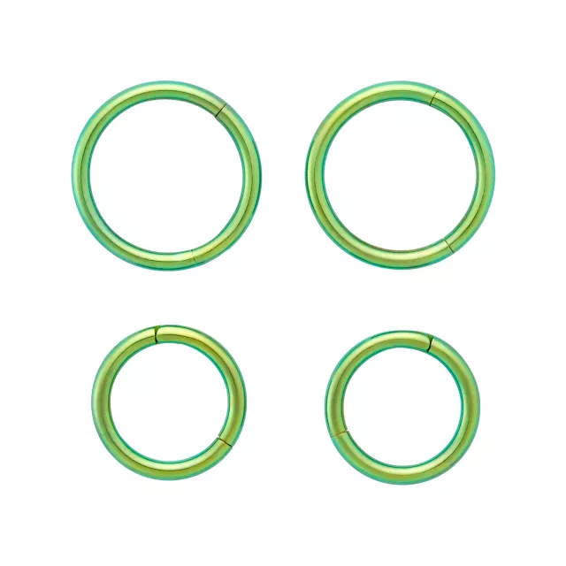 Multi-Pack Green Hinged Hoop Ring - 4 Pack - 16G