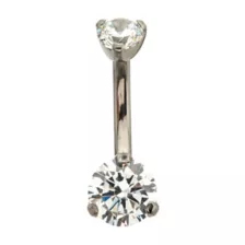 ASTM F-136 Titanium Double Prong CZ Belly Ring - 14 Gauge at Spencer's