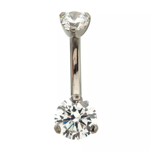 ASTM F-136 Titanium Double Prong CZ Belly Ring - 14 Gauge at Spencer's