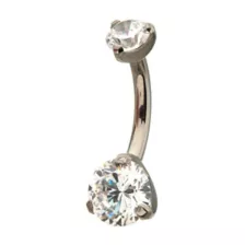 ASTM F-136 Titanium Double Prong CZ Belly Ring - 14 Gauge at Spencer's