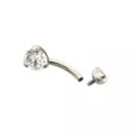 ASTM F-136 Titanium Double Prong CZ Belly Ring - 14 Gauge at Spencer's