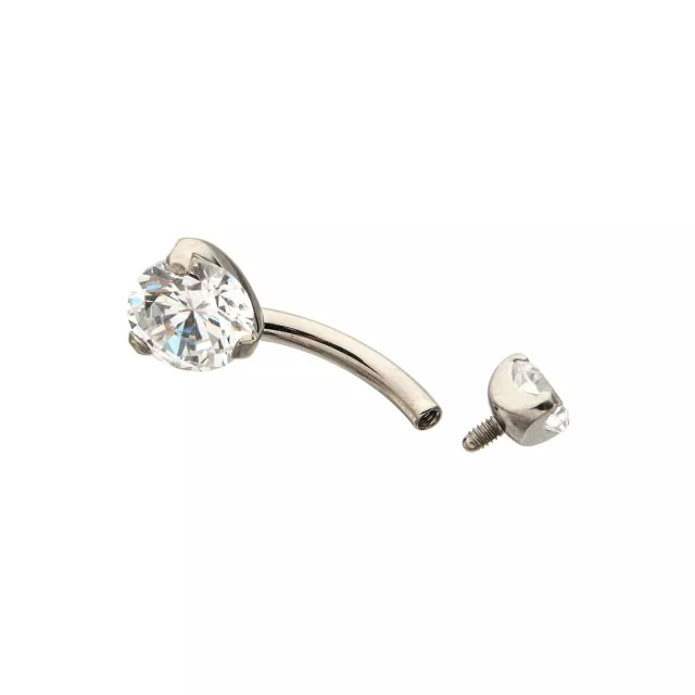 ASTM F-136 Titanium Double Prong CZ Belly Ring - 14 Gauge at Spencer's