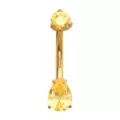 ASTM F-136 Titanium Gold and Yellow CZ Belly Ring - 14 Gauge at Spencer's
