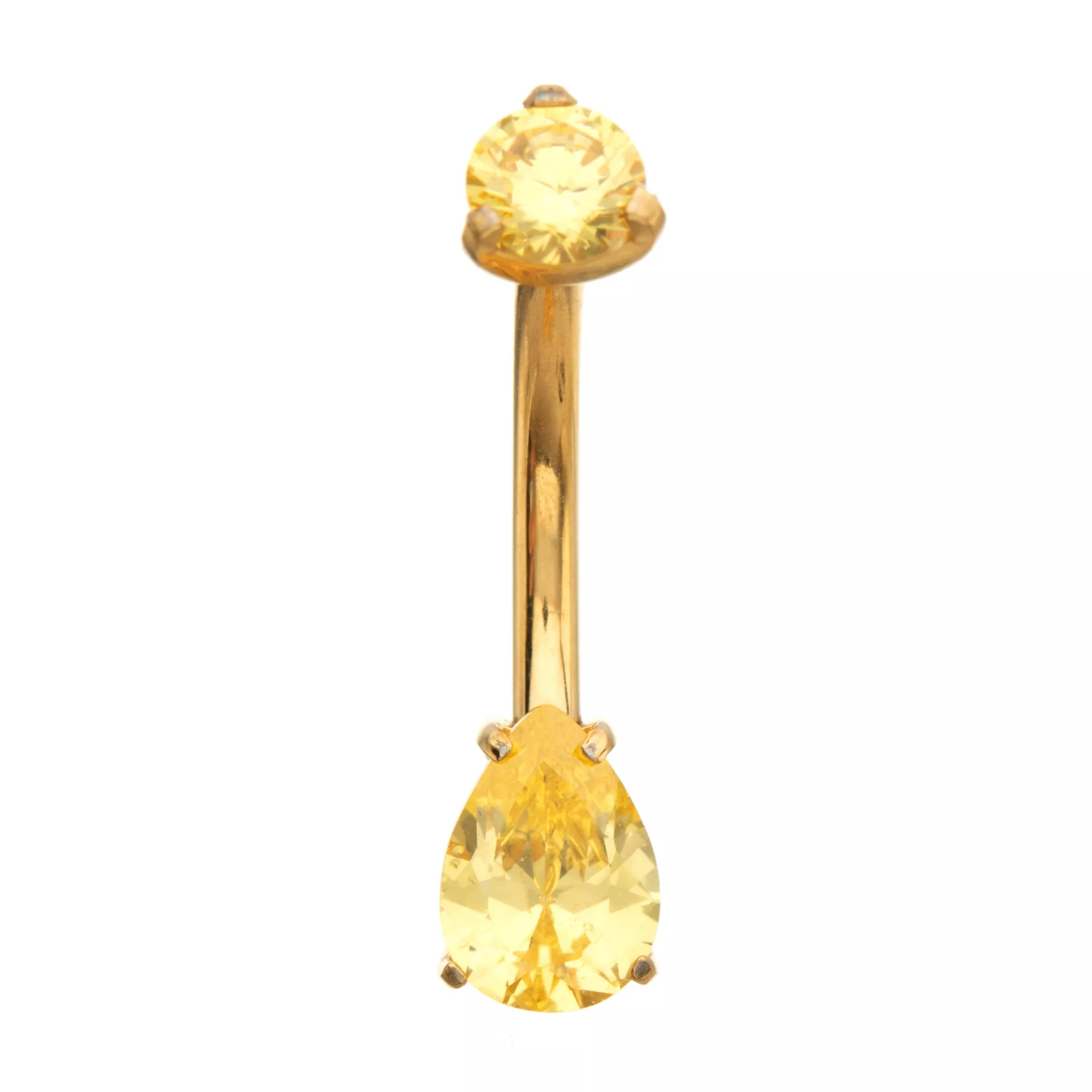 ASTM F-136 Titanium Gold-Tone Yellow CZ Belly Ring - 14 Gauge at Spencer's