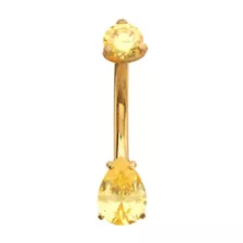 ASTM F-136 Titanium Gold and Yellow CZ Belly Ring - 14 Gauge at Spencer's