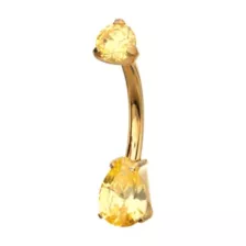 ASTM F-136 Titanium Gold and Yellow CZ Belly Ring - 14 Gauge at Spencer's