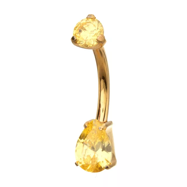 ASTM F-136 Titanium Gold and Yellow CZ Belly Ring - 14 Gauge at Spencer's