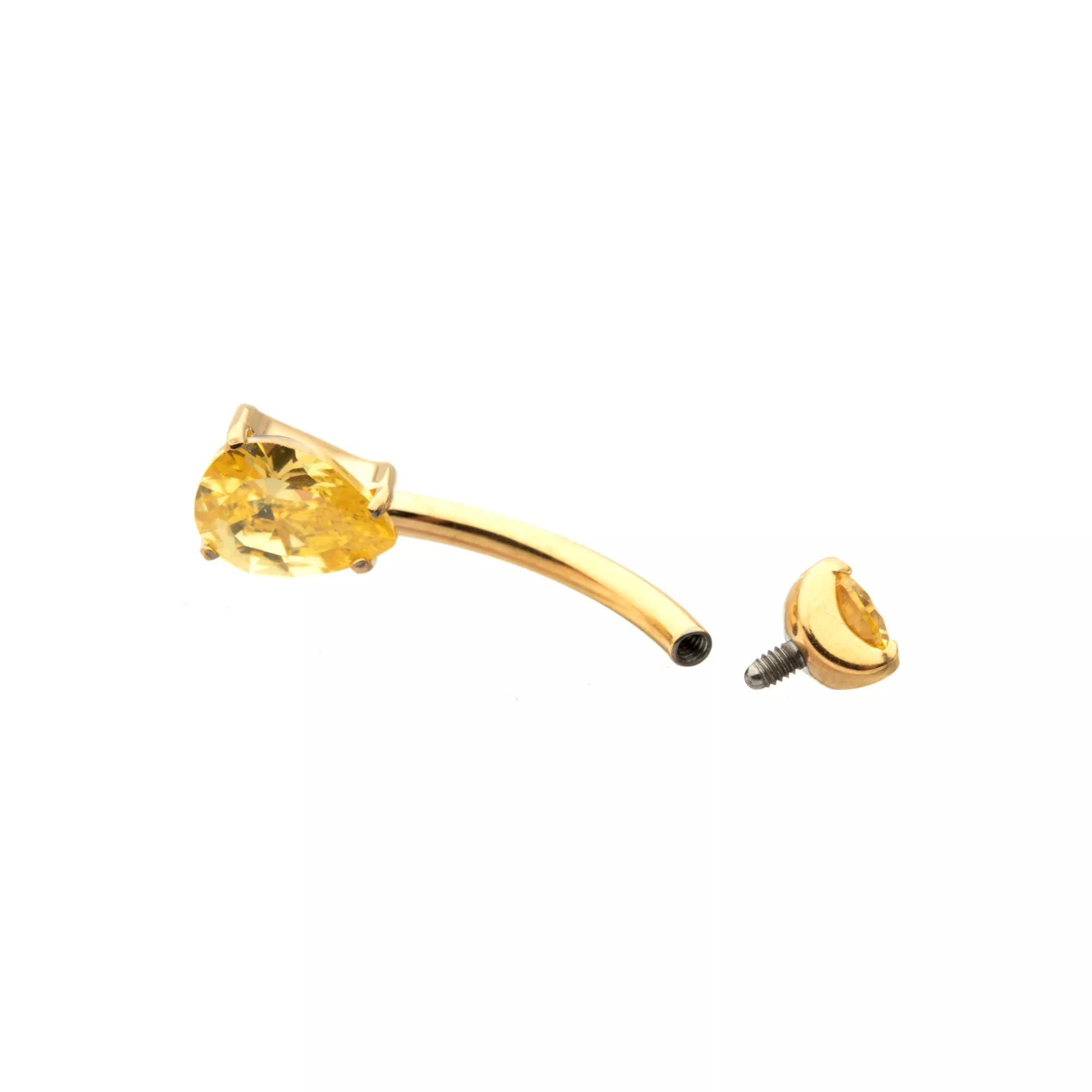 ASTM F-136 Titanium Gold-Tone Yellow CZ Belly Ring - 14 Gauge at Spencer's
