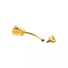 ASTM F-136 Titanium Gold and Yellow CZ Belly Ring - 14 Gauge at Spencer's
