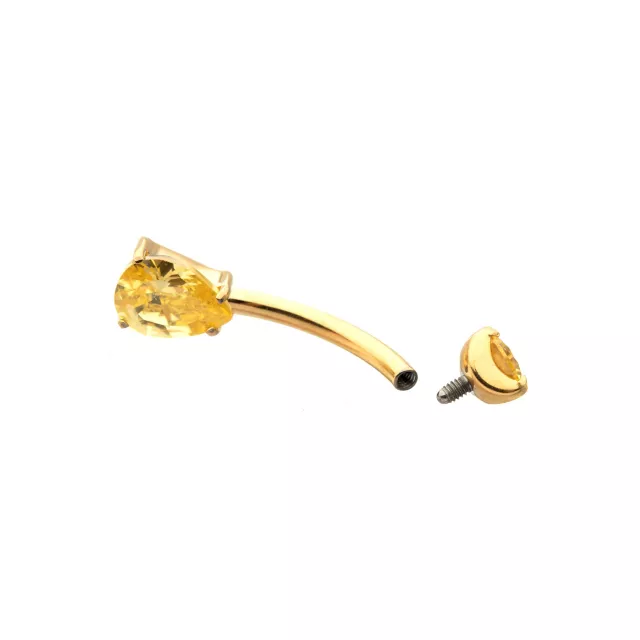 ASTM F-136 Titanium Gold and Yellow CZ Belly Ring - 14 Gauge at Spencer's