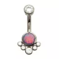 ASTM F-136 Titanium Opal and CZ Belly Ring - 14 Gauge at Spencer's