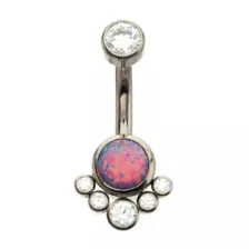 ASTM F-136 Titanium Opal and CZ Belly Ring - 14 Gauge at Spencer's
