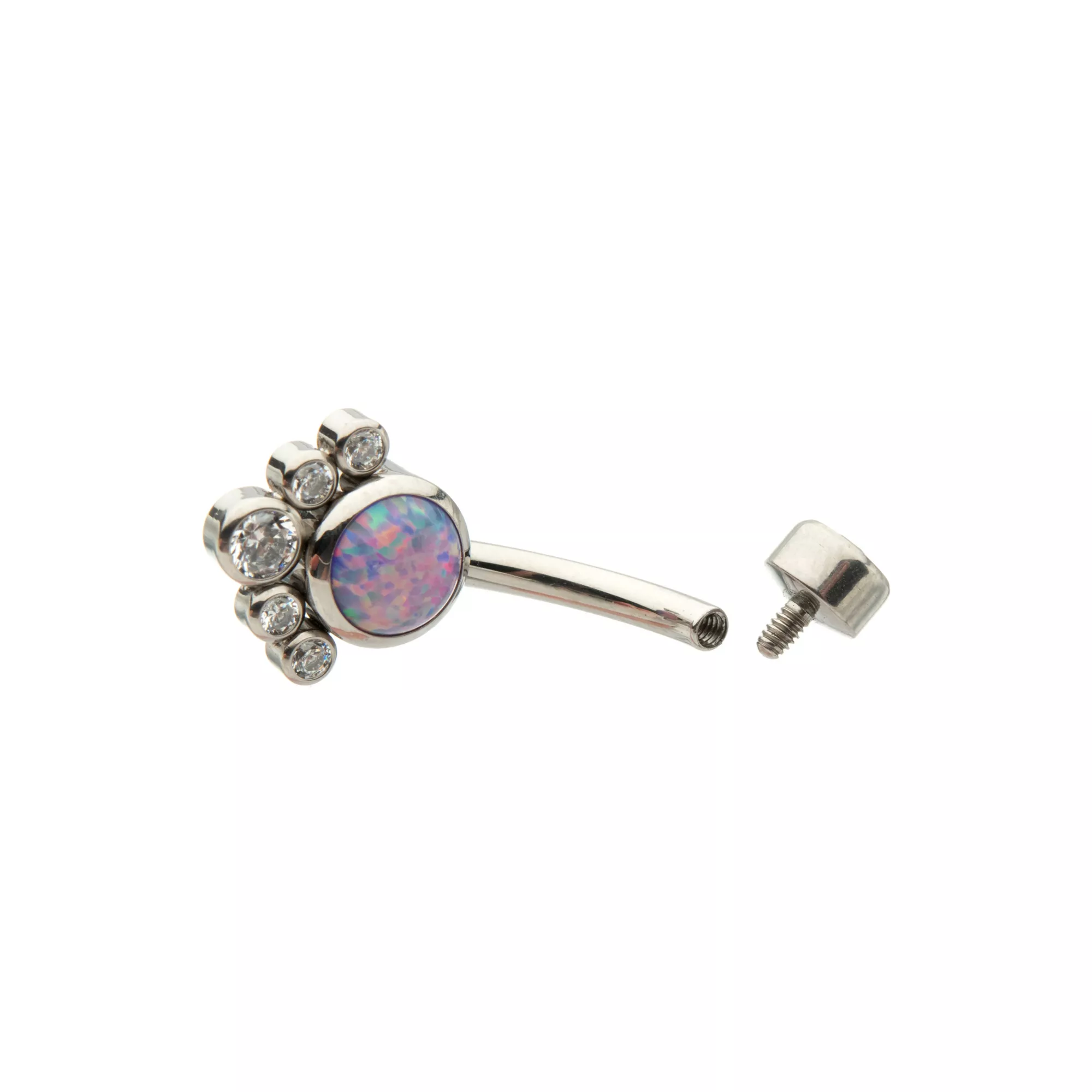 ASTM F-136 Titanium Opal and CZ Belly Ring - 14 Gauge at Spencer's