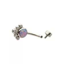 ASTM F-136 Titanium Opal and CZ Belly Ring - 14 Gauge at Spencer's
