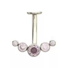 ASTM F-136 Titanium Round CZ Flat Belly Ring - 14 Gauge at Spencer's