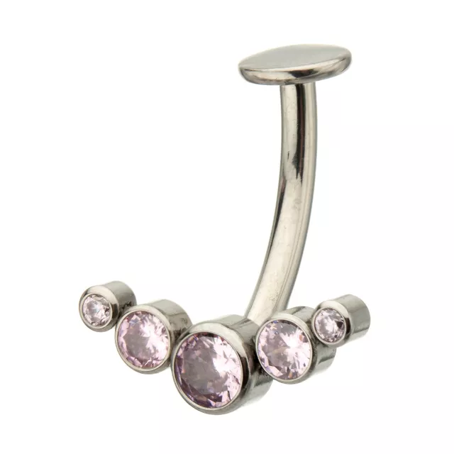 ASTM F-136 Titanium Round CZ Flat Belly Ring - 14 Gauge at Spencer's