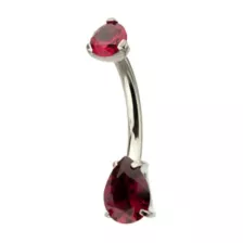 ASTM F-136 Titanium Red CZ Belly Ring - 14 Gauge at Spencer's