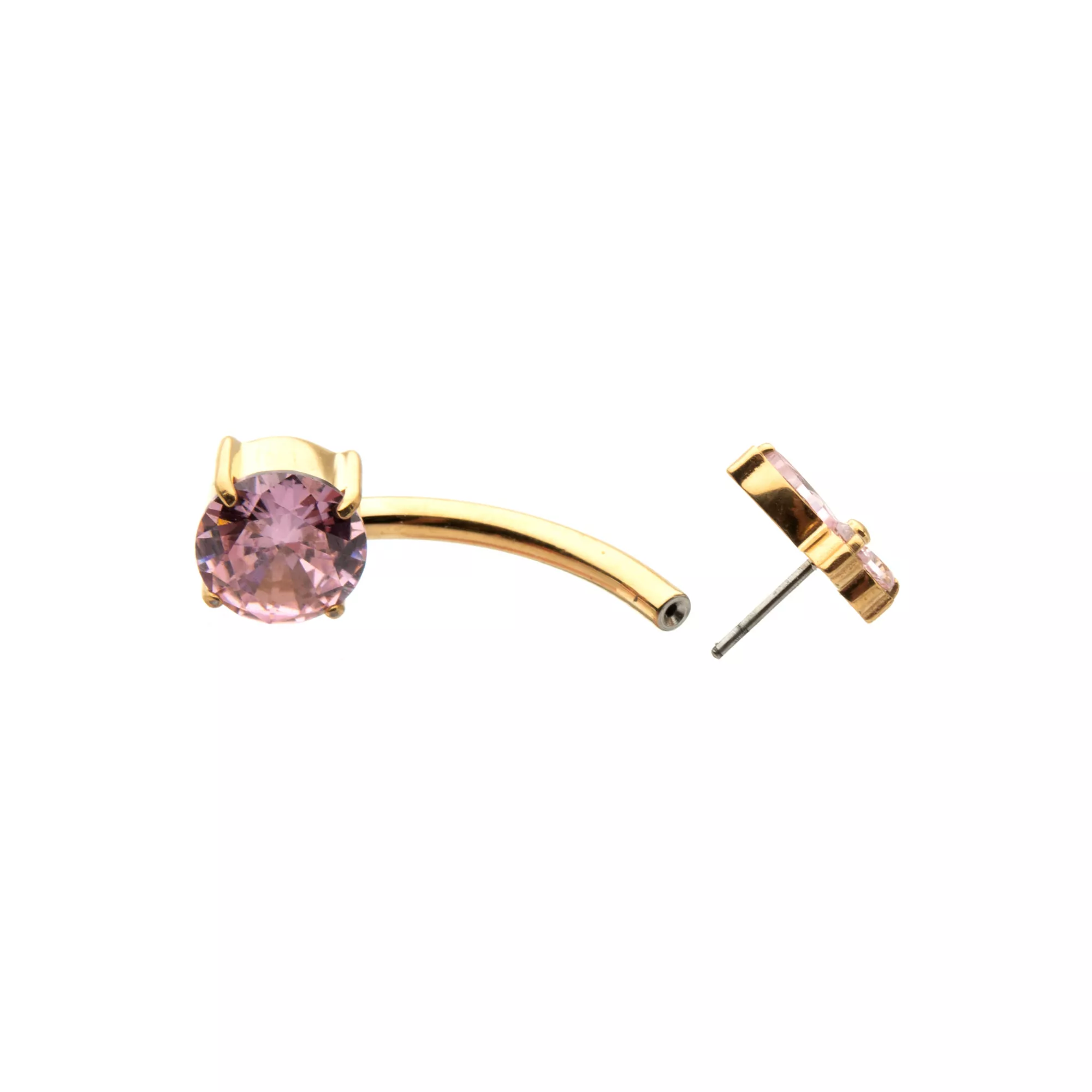 ASTM F-136 Titanium Gold-Tone Pink CZ Butterfly Belly Ring - 14 Gauge at Spencer's