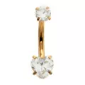 ASTM F-136 Titanium Heart CZ Gold-Plated Belly Ring - 14 Gauge at Spencer's