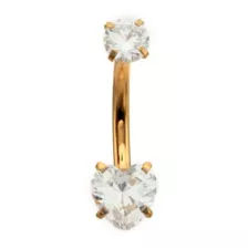ASTM F-136 Titanium Heart CZ Gold-Plated Belly Ring - 14 Gauge at Spencer's