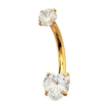 ASTM F-136 Titanium Heart CZ Gold-Plated Belly Ring - 14 Gauge at Spencer's