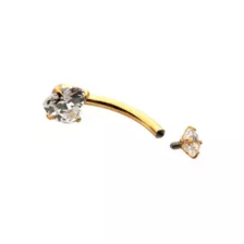ASTM F-136 Titanium Heart CZ Gold-Plated Belly Ring - 14 Gauge at Spencer's