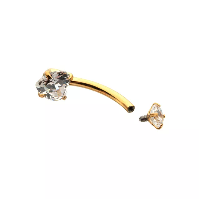 ASTM F-136 Titanium Heart CZ Gold-Plated Belly Ring - 14 Gauge at Spencer's