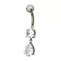 ASTM F-136 Titanium Triple CZ Dangle Belly Ring - 14 Gauge at Spencer's