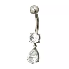 ASTM F-136 Titanium Triple CZ Dangle Belly Ring - 14 Gauge at Spencer's