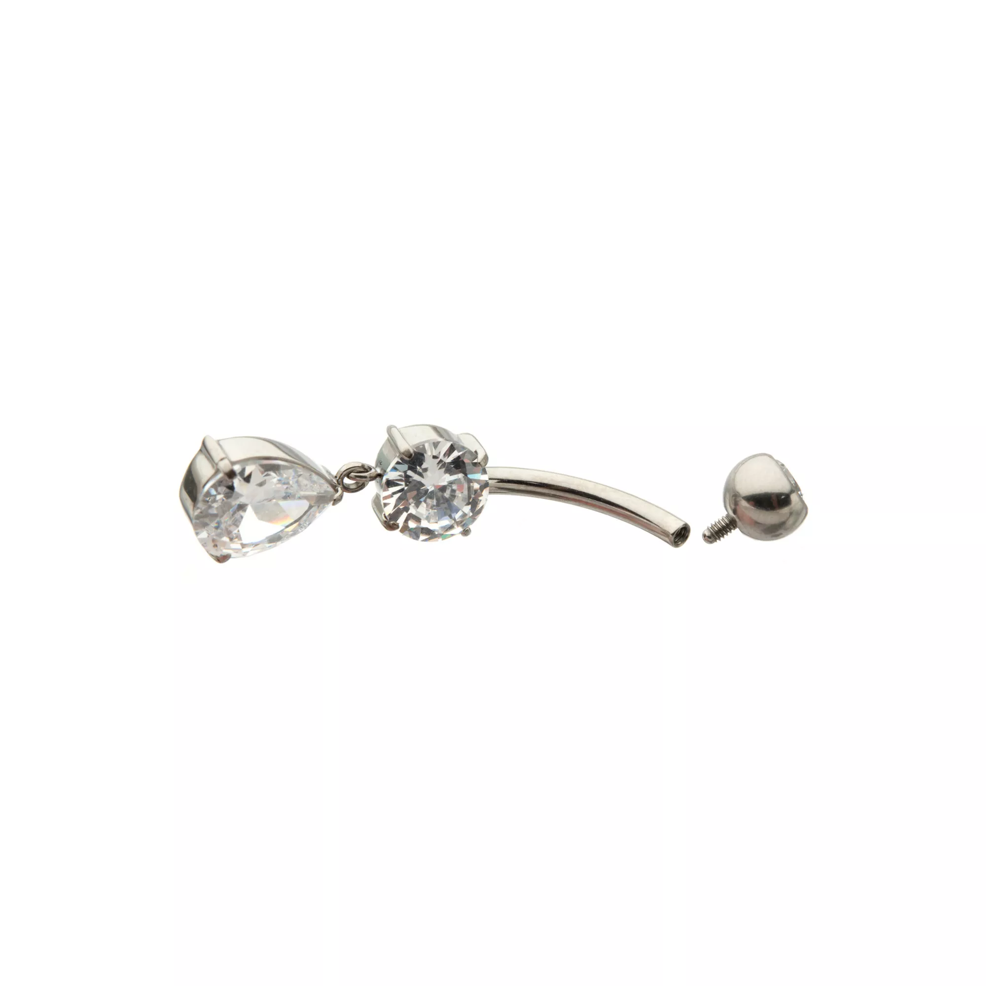 ASTM F-136 Titanium Triple CZ Dangle Belly Ring - 14 Gauge at Spencer's