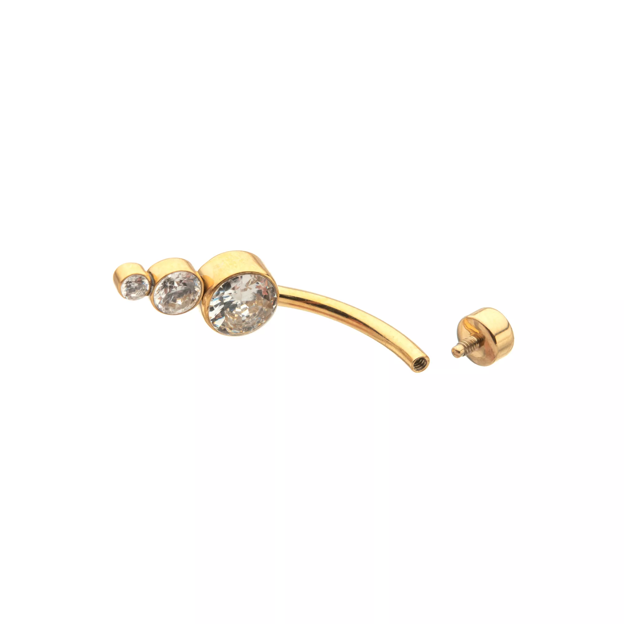 ASTM F-136 Titanium Round CZ Gold-Plated Belly Ring - 14 Gauge at Spencer's