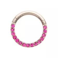 Round Pink CZ Titanium Hinged Septum Ring - 16 Gauge at Spencer's